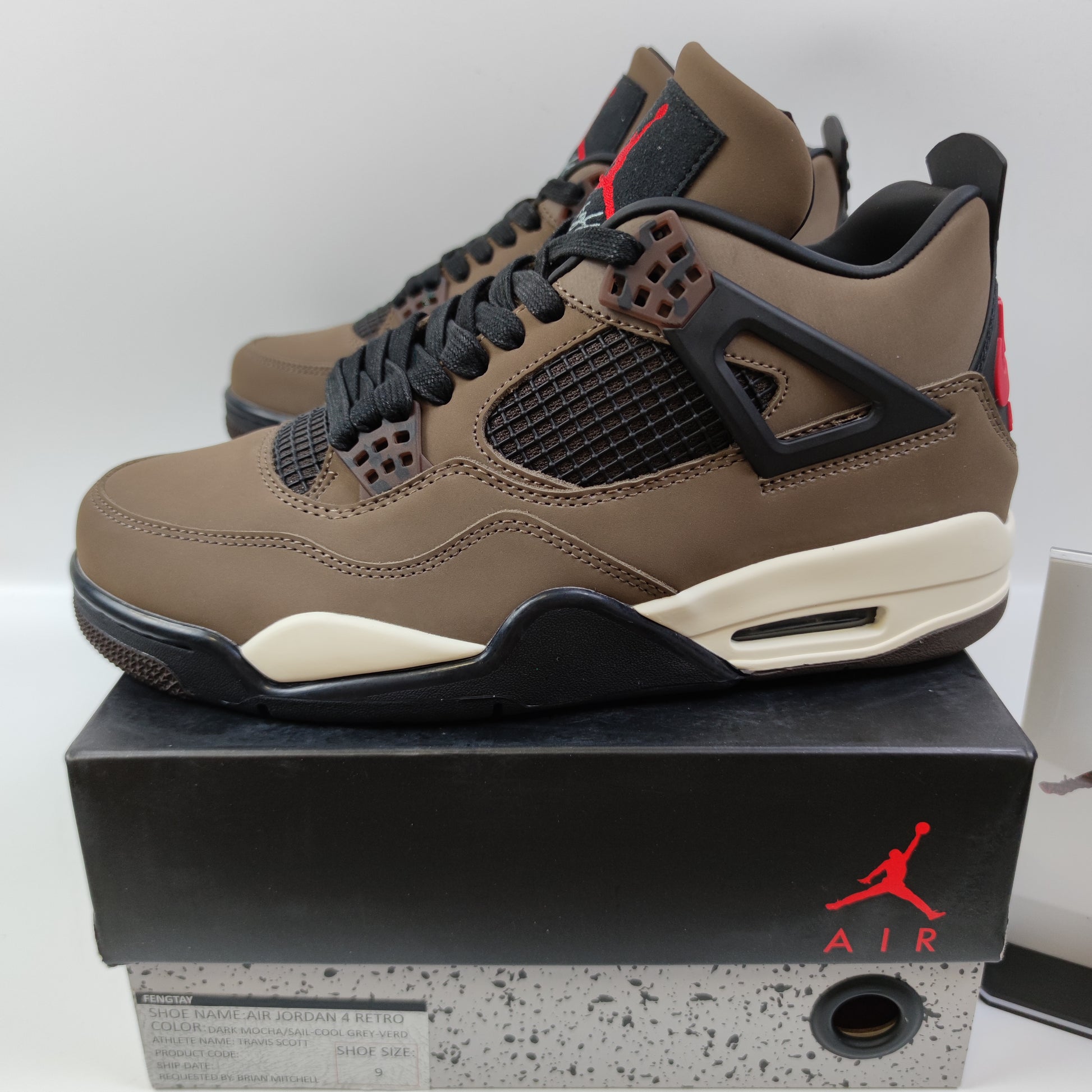 Travis Scott x Air Jordan 4 Retro Dark Mocha / Sail-Cool Grey-Verd - Fashion Sneaker1818