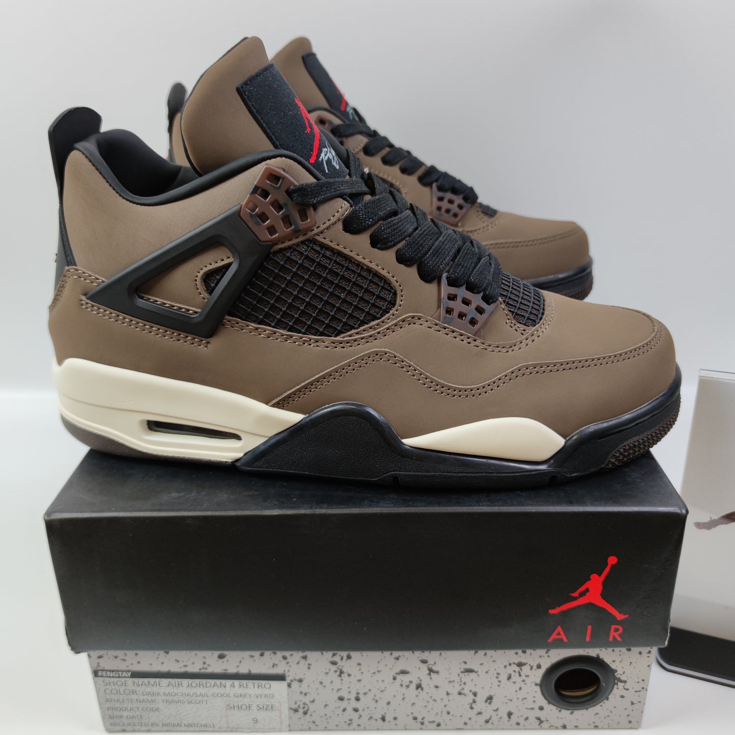 Travis Scott x Air Jordan 4 Retro Dark Mocha / Sail-Cool Grey-Verd - Fashion Sneaker1818