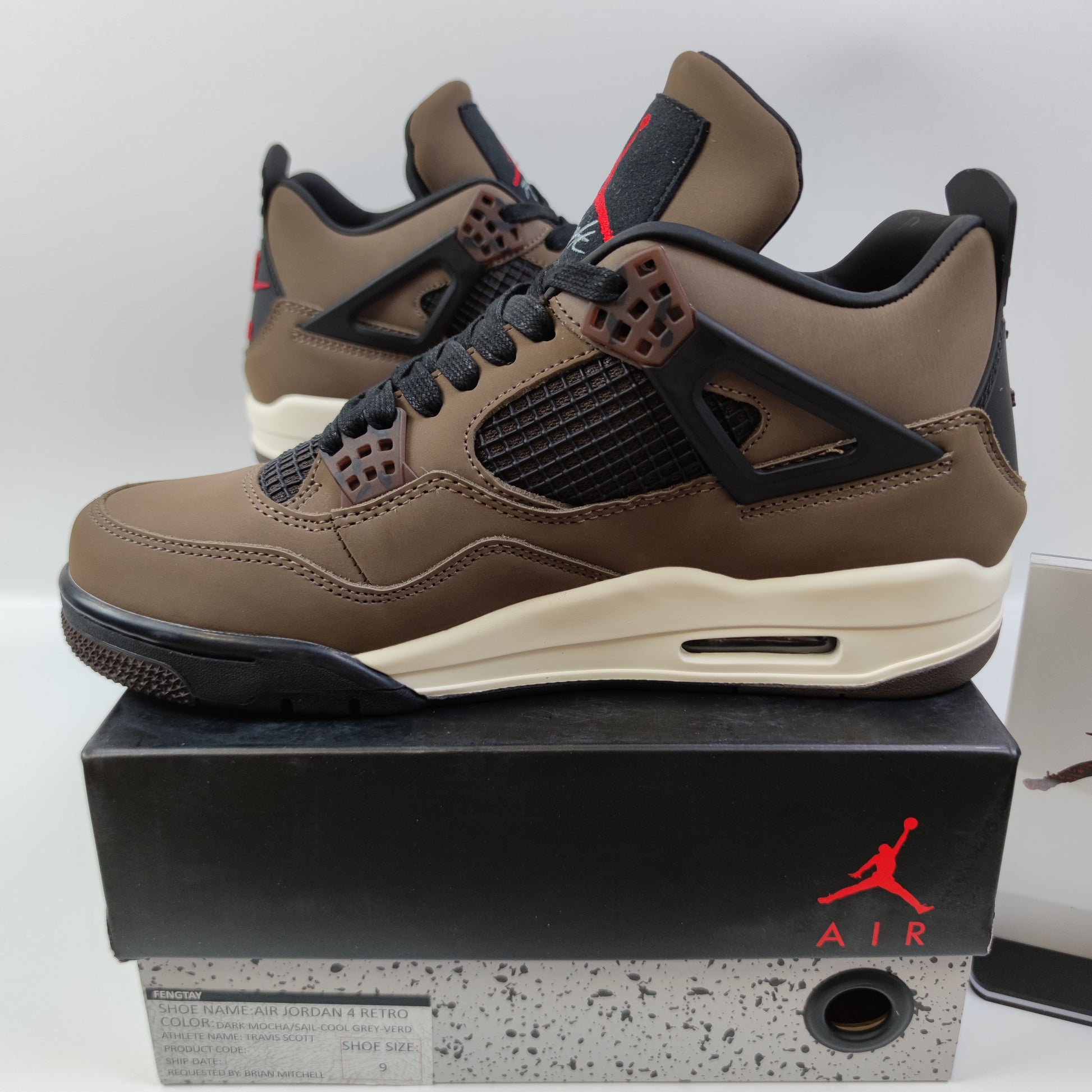 Travis Scott x Air Jordan 4 Retro Dark Mocha / Sail-Cool Grey-Verd - Fashion Sneaker1818