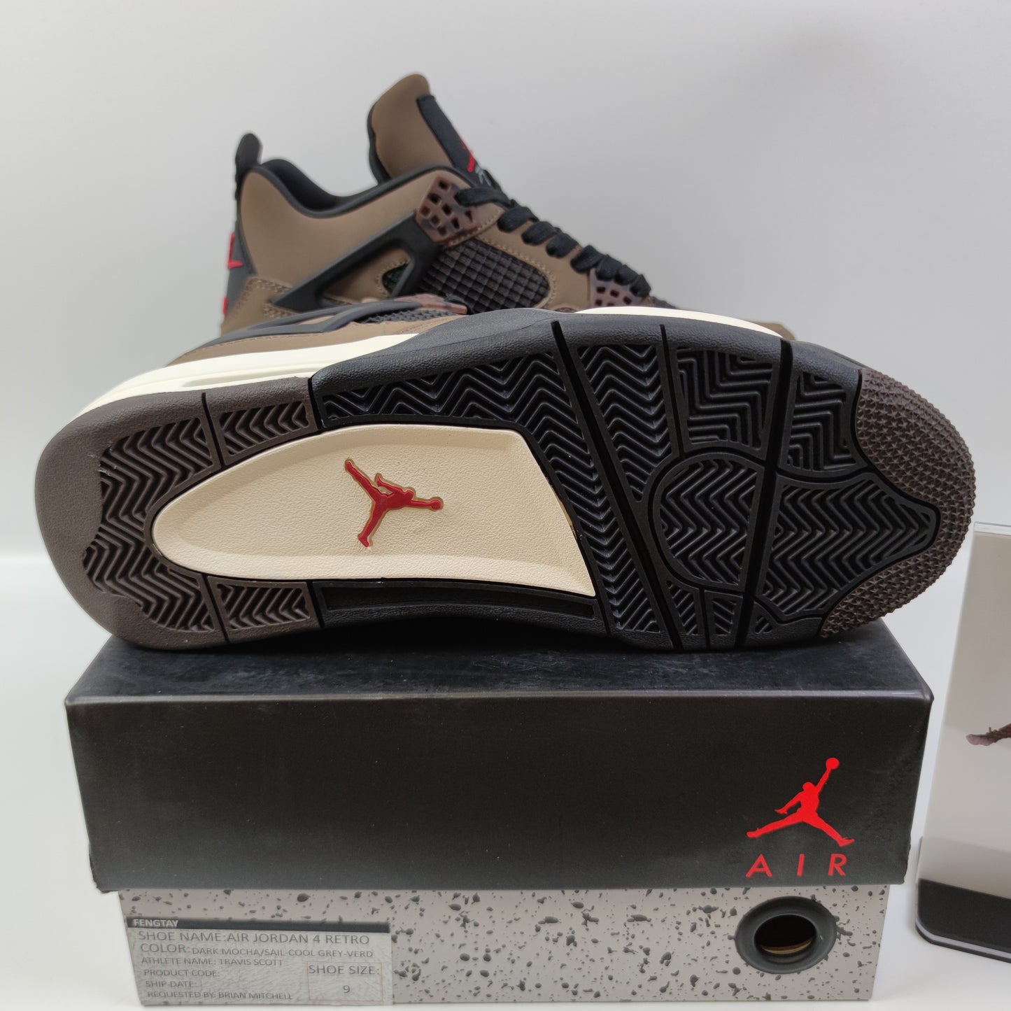 Travis Scott x Air Jordan 4 Retro Dark Mocha / Sail-Cool Grey-Verd - Fashion Sneaker1818