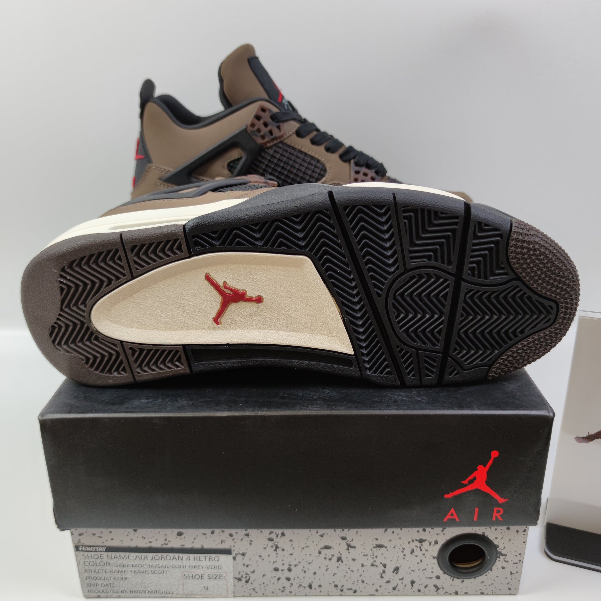 Travis Scott x Air Jordan 4 Retro Dark Mocha / Sail-Cool Grey-Verd - Fashion Sneaker1818