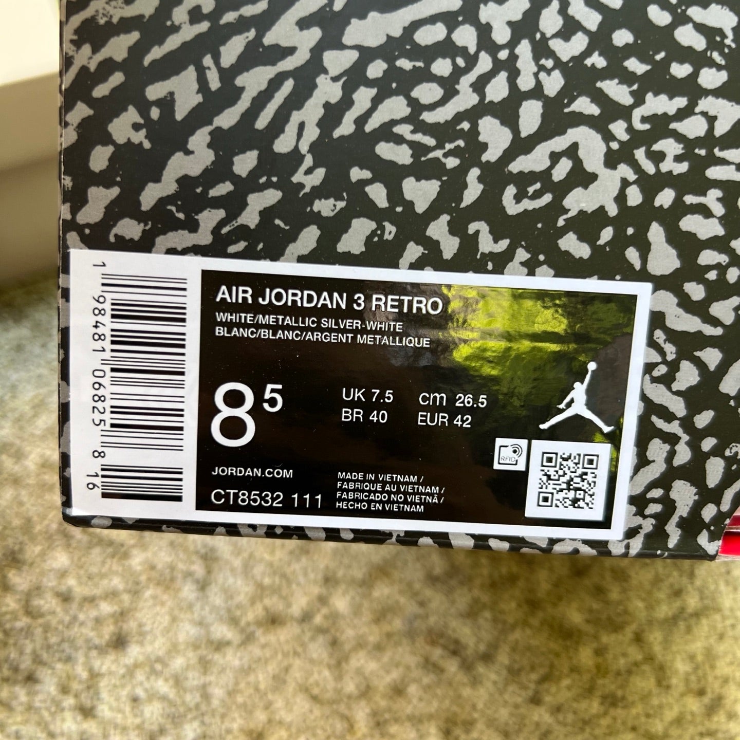 Air Jordan 3 Retro "Pure Money" CT8532-111 - Yiwu Misiyou E-commerce Co., Ltd.