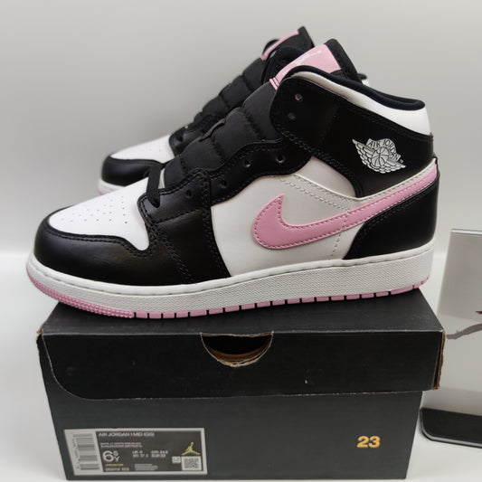 Air Jordan 1 Mid White Black Light Arctic Pink (GS) 555112-103 - Fashion Sneaker1818